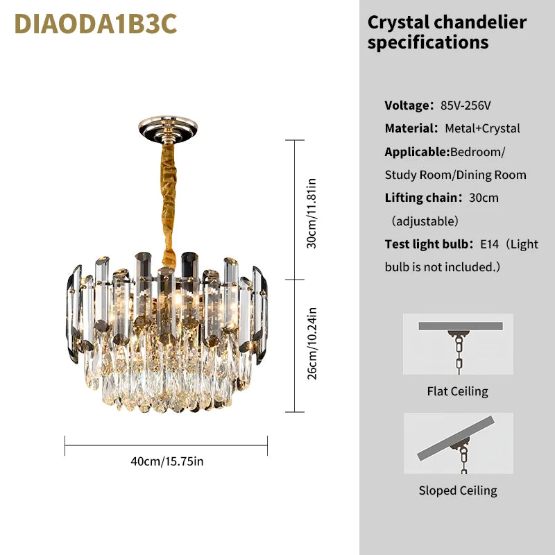 Lustre Cristal K9 Luxe Doré LED — Salon, Chambre & Villa