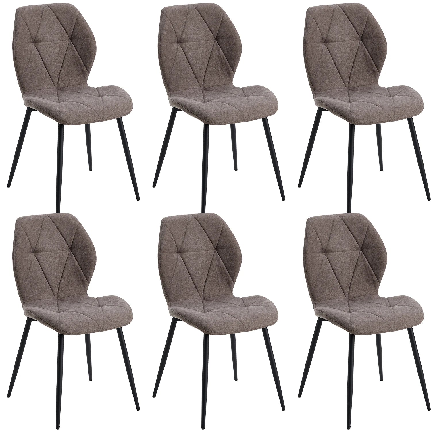 Chaises Salle à Manger Lin Rembourrées Pieds Métal — Set de 2, 4 ou 6
