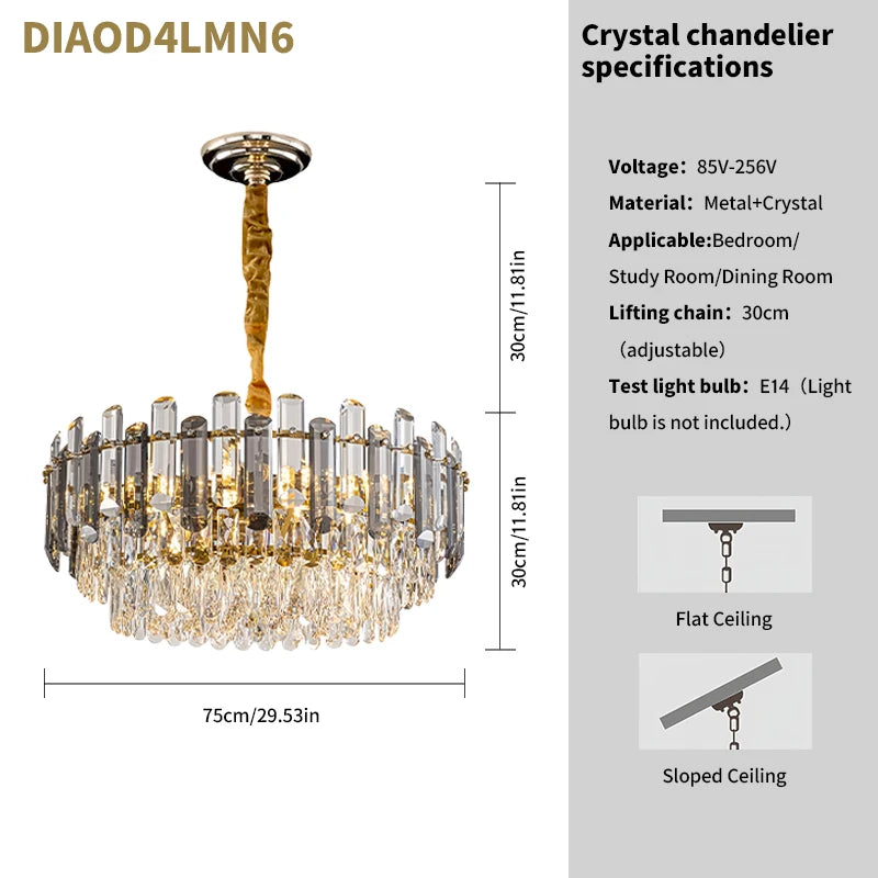 Lustre Cristal K9 Luxe Doré LED — Salon, Chambre & Villa