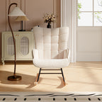 Rocking Chair Teddy Fleece Carreaux — Fauteuil à Bascule Cocooning Balcon & Salon