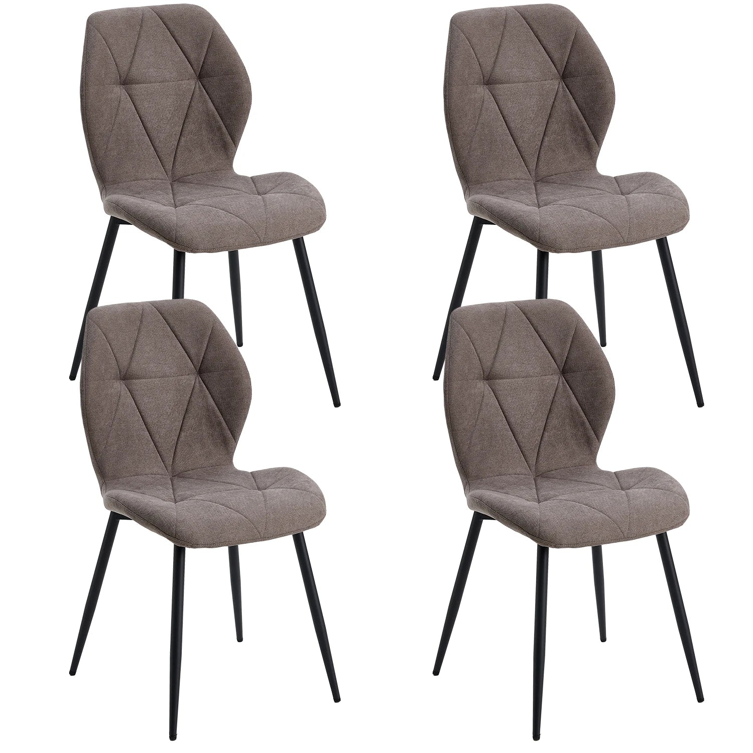 Chaises Salle à Manger Lin Rembourrées Pieds Métal — Set de 2, 4 ou 6
