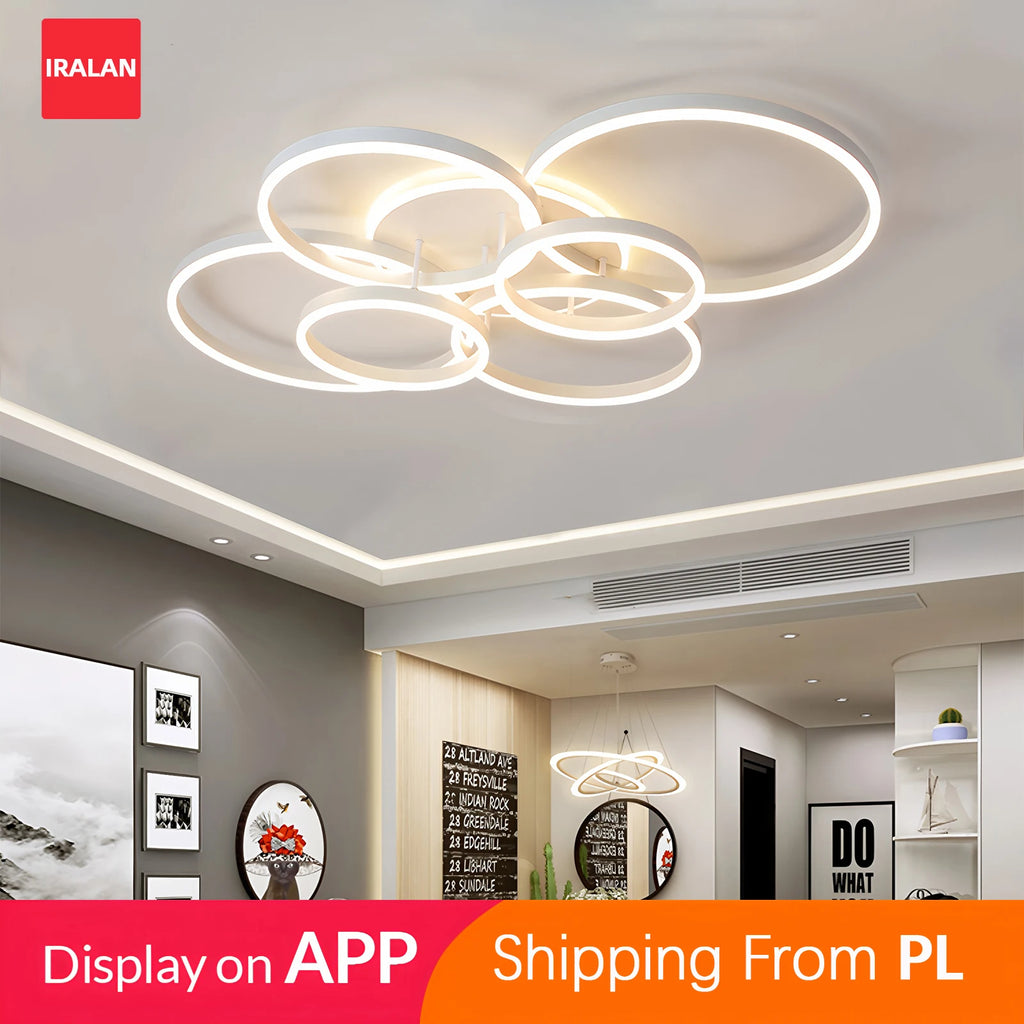 Plafonnier LED Anneau Acrylique Dimmable — Télécommande & Application Chambre Salon