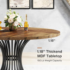 Table Ronde Style Ferme 120cm — Charme Rustique Salle à Manger 4-6 Personnes