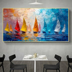 Tableau Voilier Mer Abstrait — Art Mural Marin Salon