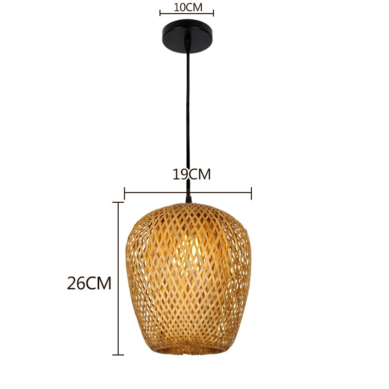 Suspension Bambou Tressée À La Main — Lustre Zen Style Japonais 18-30cm