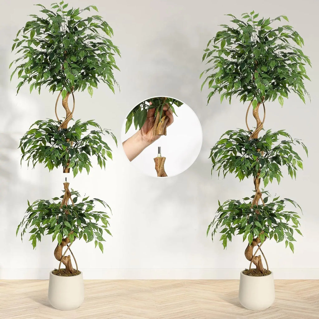 Ficus Artificiel Troncs Courbés — Plante Décorative Intérieur