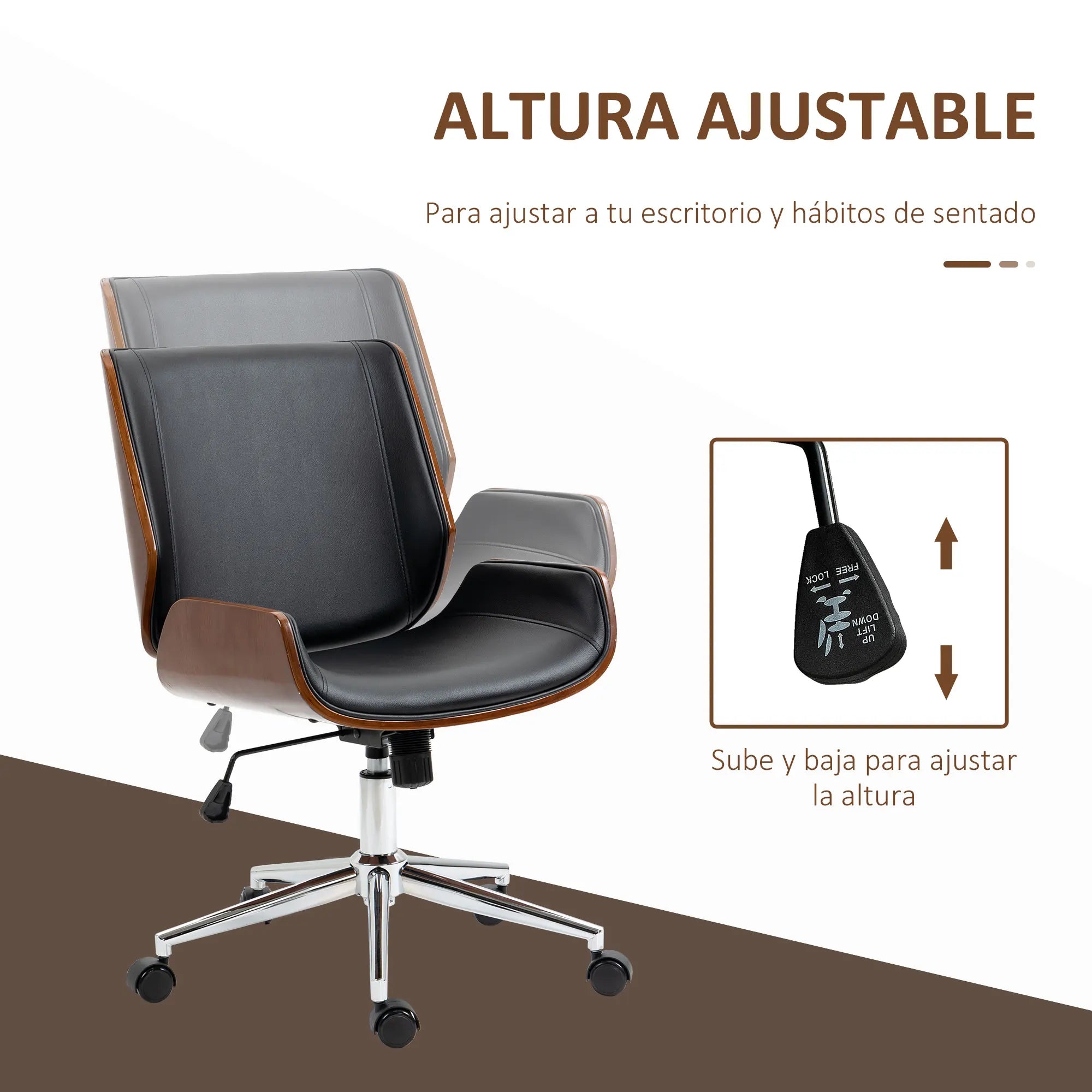 Chaise de Bureau Pivotante Réglable Noir — Confort Ergonomique Télétravail