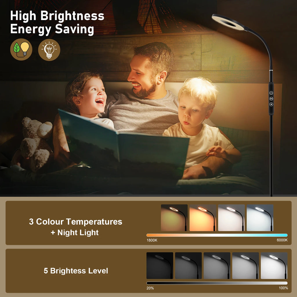 Lampe de Sol Dimmable 360° — Lumière Chaude à Froide