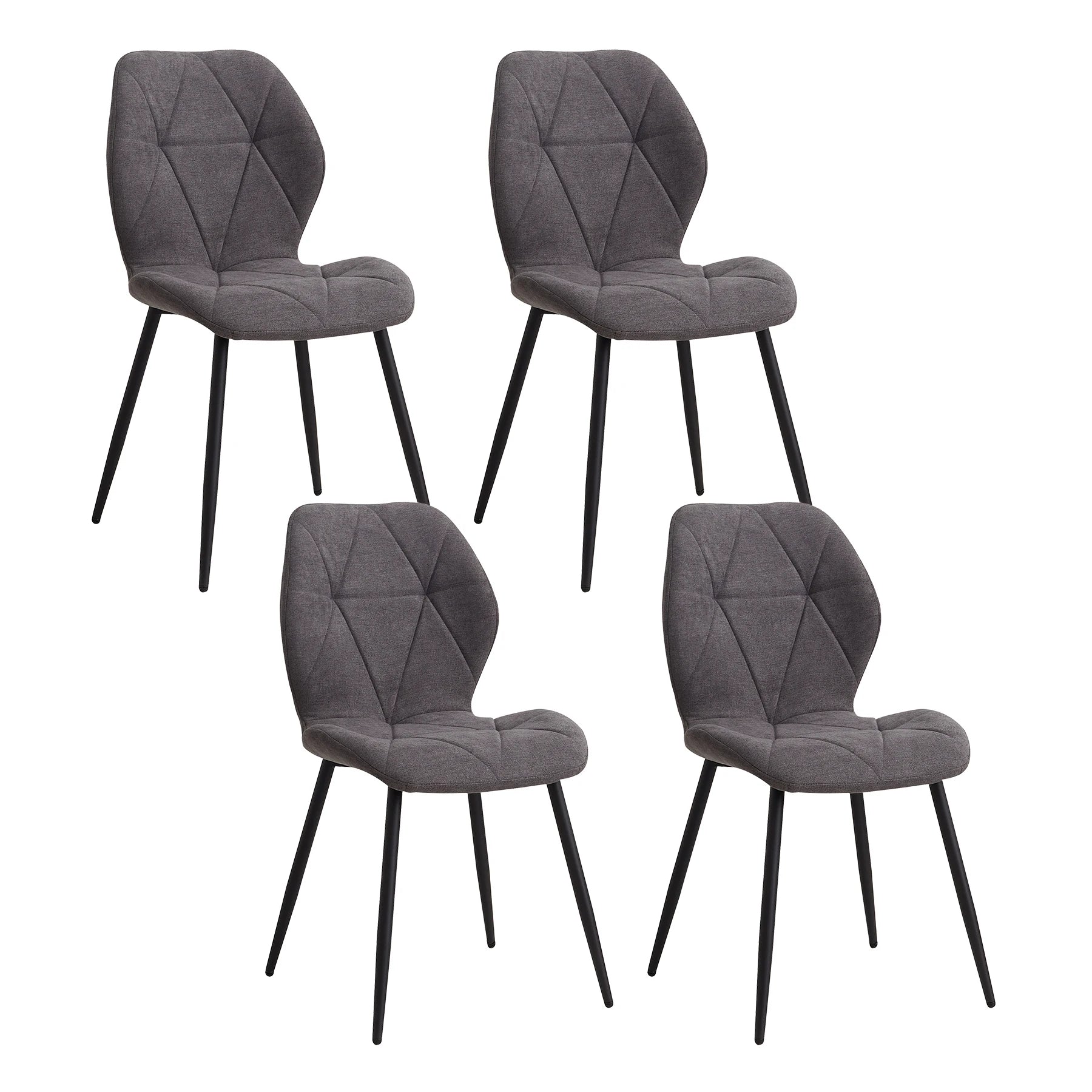 Chaises Salle à Manger Lin Rembourrées Pieds Métal — Set de 2, 4 ou 6