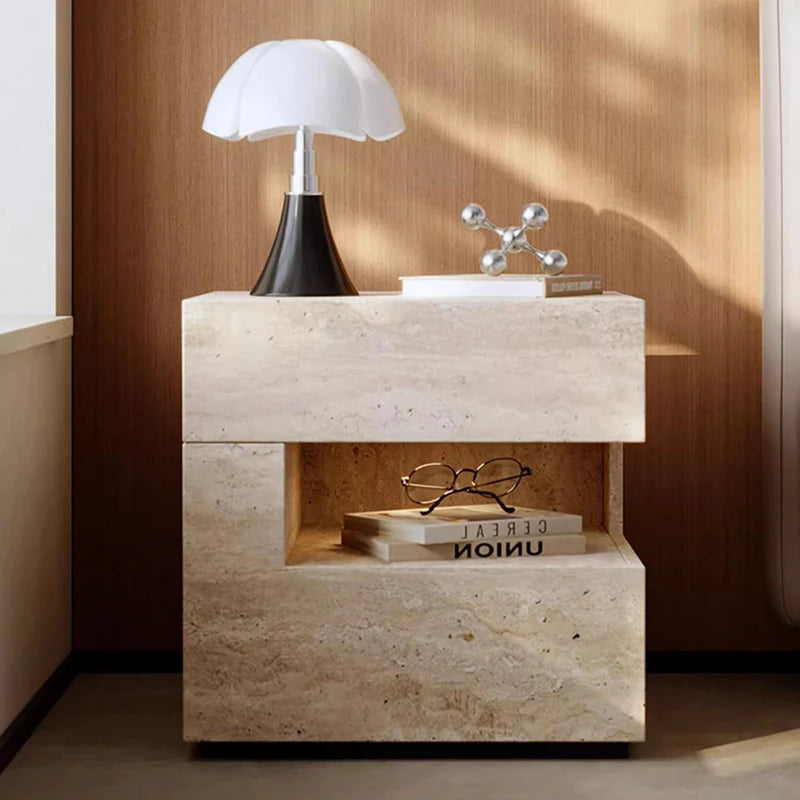 Table de Nuit Wabi Sabi Minimaliste — Rangement Caché Design Chambre