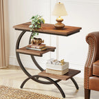 Table d'Appoint en C Industrielle — 3 Niveaux Bois & Métal Canapé
