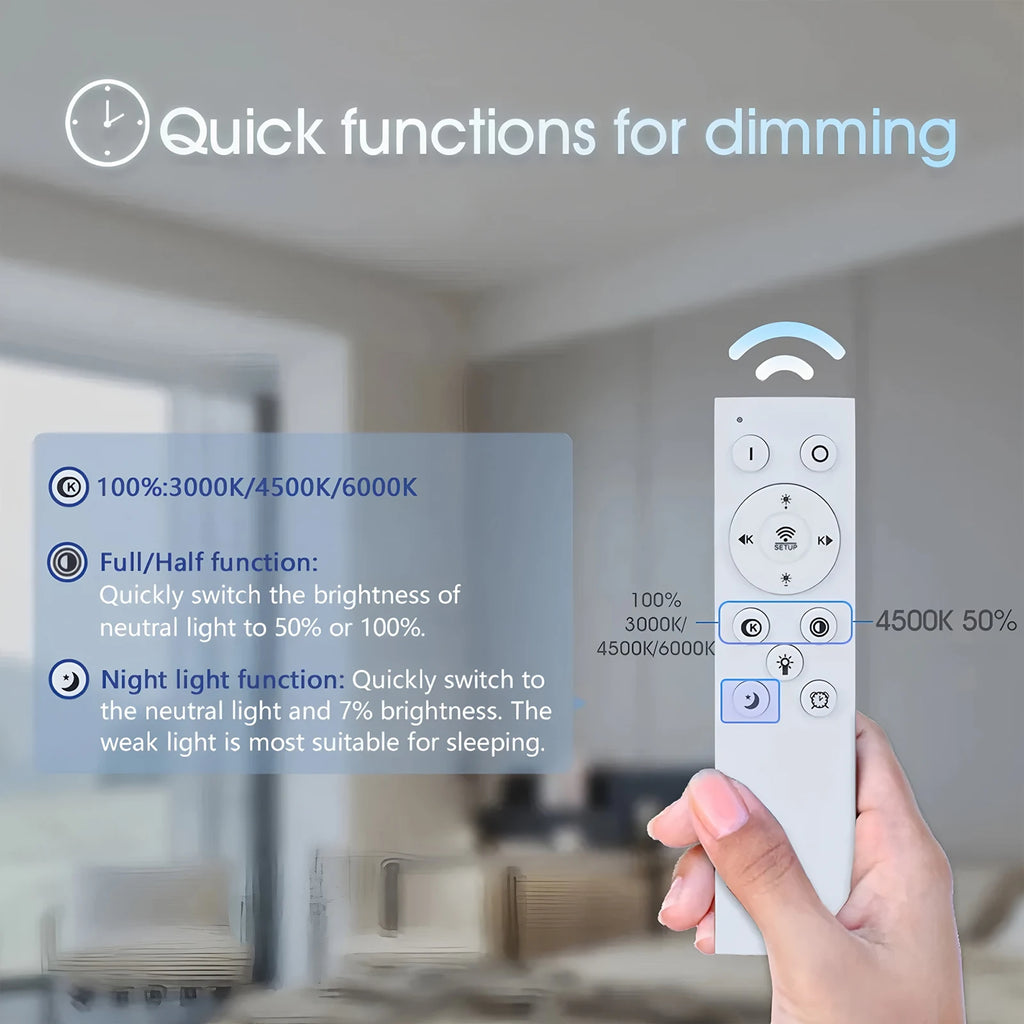 Plafonnier LED Anneau Acrylique Dimmable — Télécommande & Application Chambre Salon
