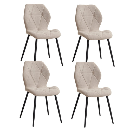 Chaises salle à manger en lin rembourré, pieds métal, vue principale