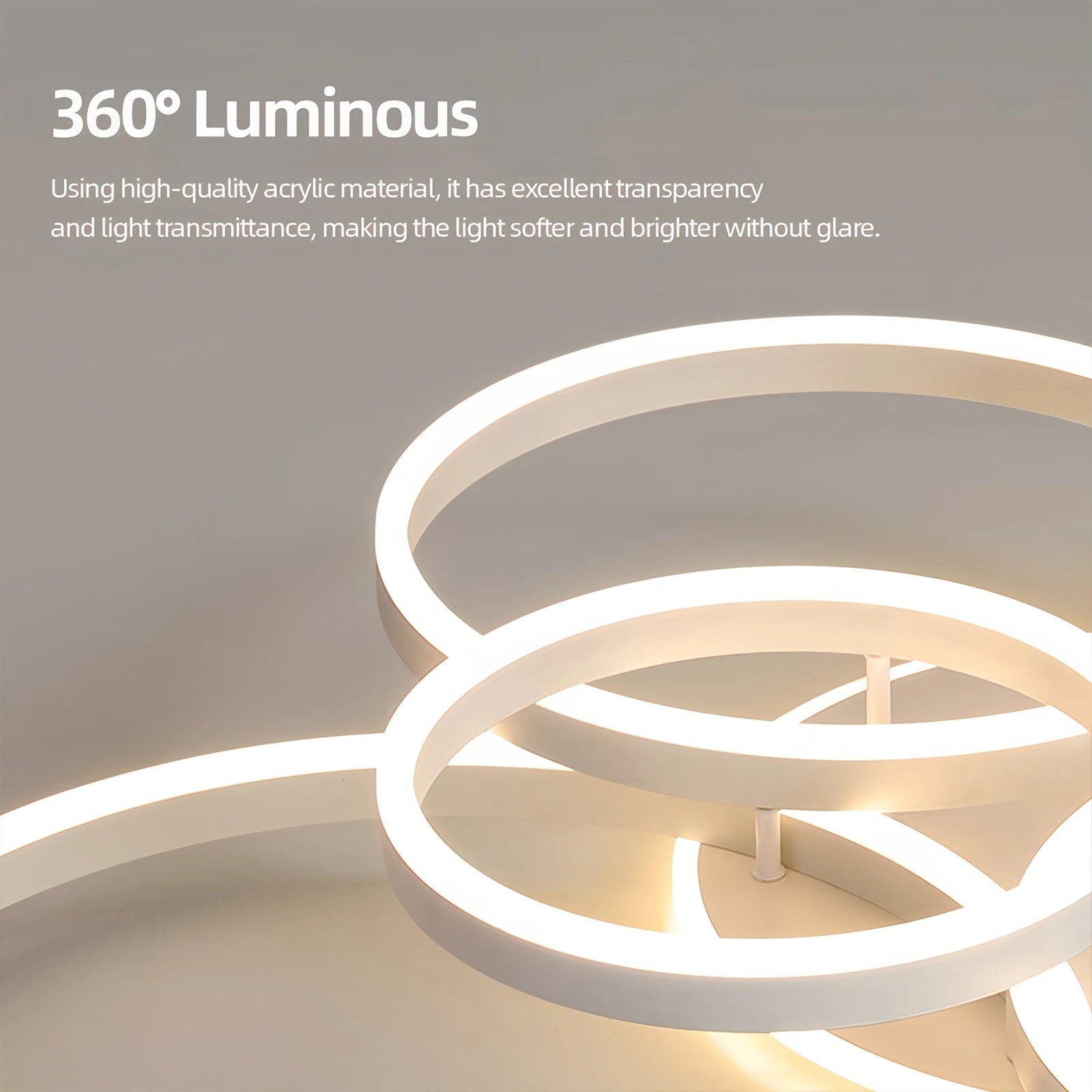 Plafonnier LED Anneau Acrylique Dimmable — Télécommande & Application Chambre Salon