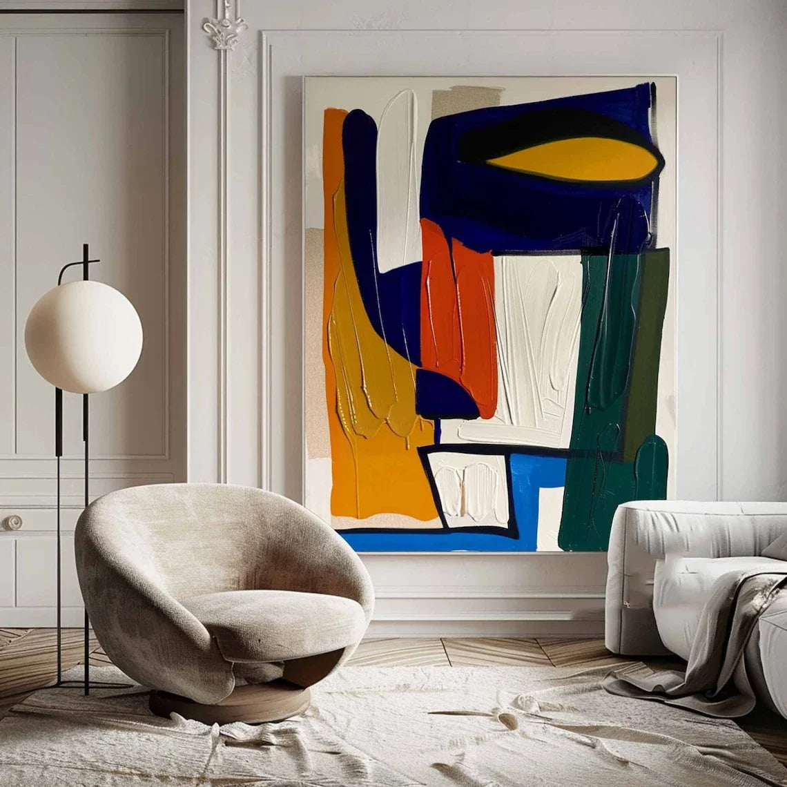 Tableau Abstrait Coloré Fait Main — Art Mural Original Salon