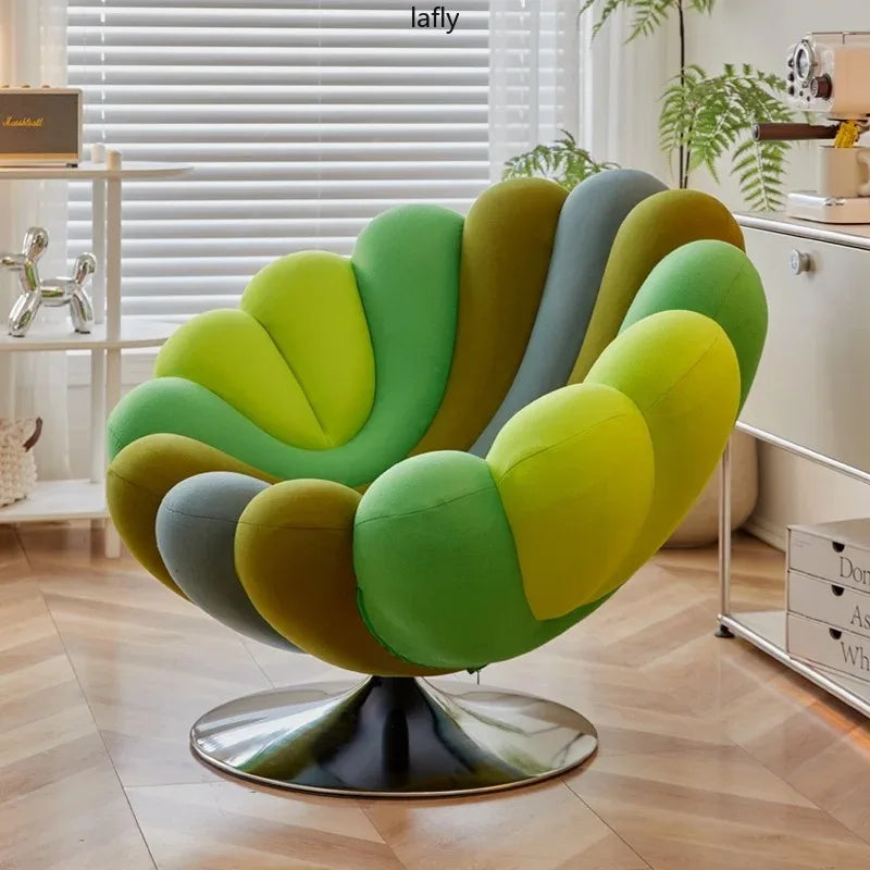 Fauteuil pétale pivotant en velours luxe, vue principale