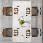 Table À Manger Rectangulaire Marbre Blanc 160cm — Élégance 4-6 Personnes
