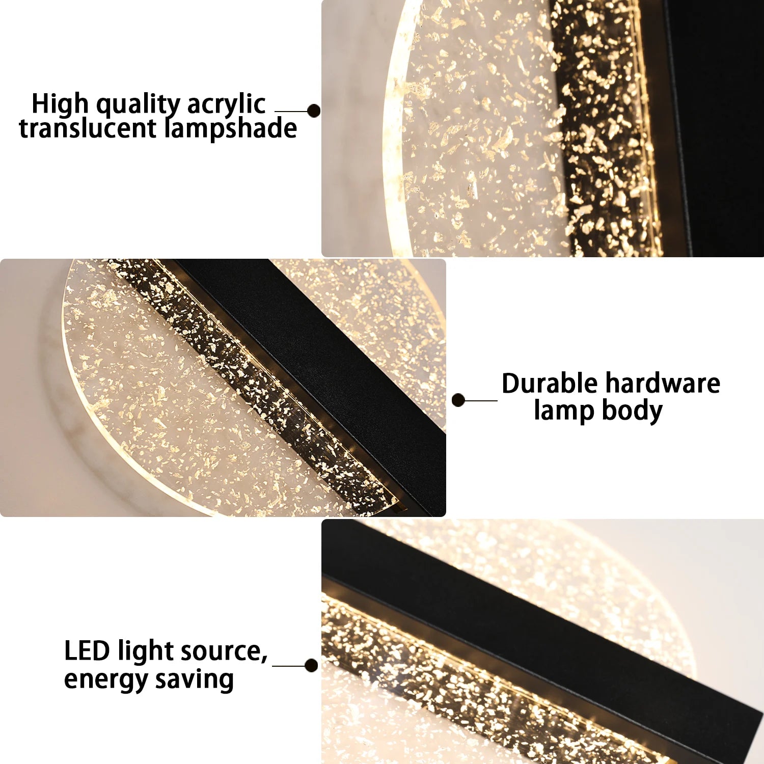 Applique murale LED ronde 16W lot de 2 vue détaillée du design acrylique