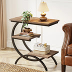 Table d'Appoint en C Industrielle — 3 Niveaux Bois & Métal Canapé