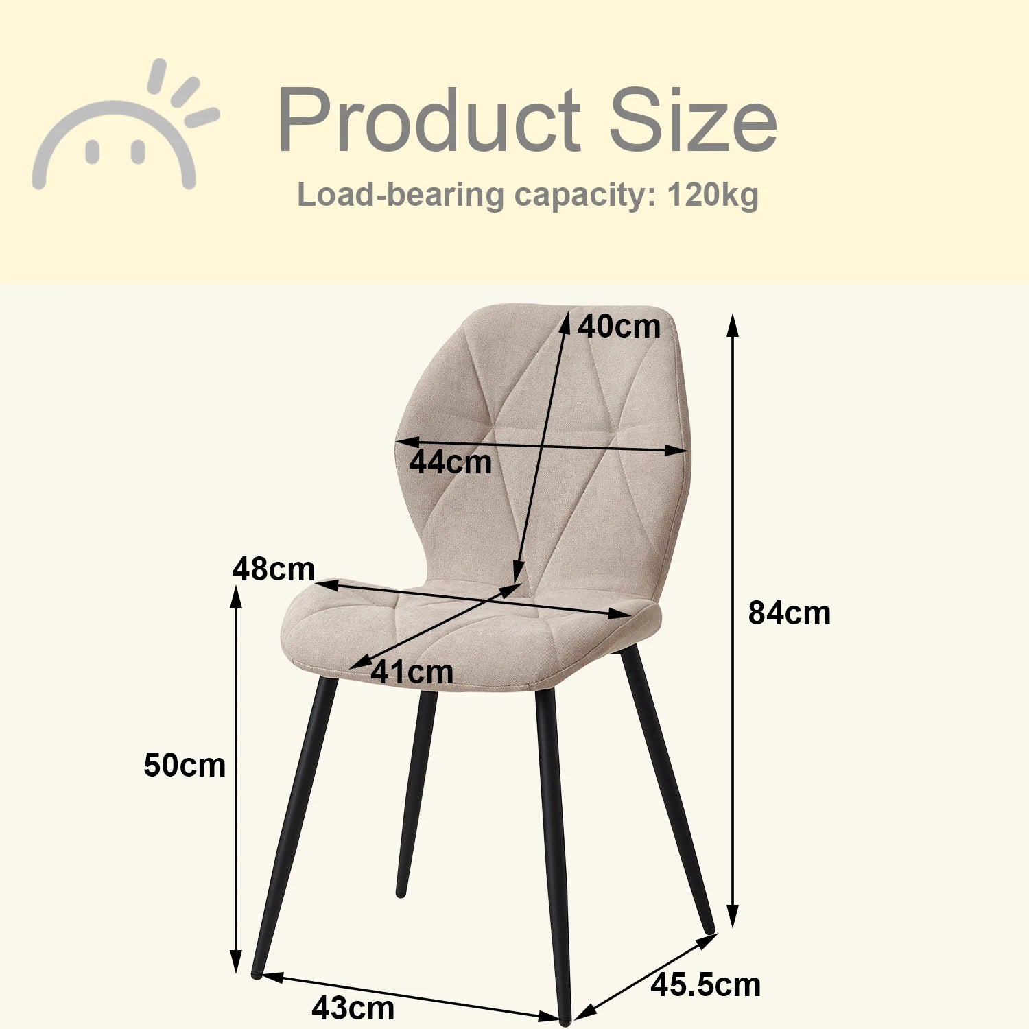 Chaises Salle à Manger Lin Rembourrées Pieds Métal — Set de 2, 4 ou 6
