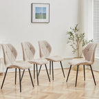 Chaises Salle à Manger Lin Rembourrées Pieds Métal — Set de 2, 4 ou 6