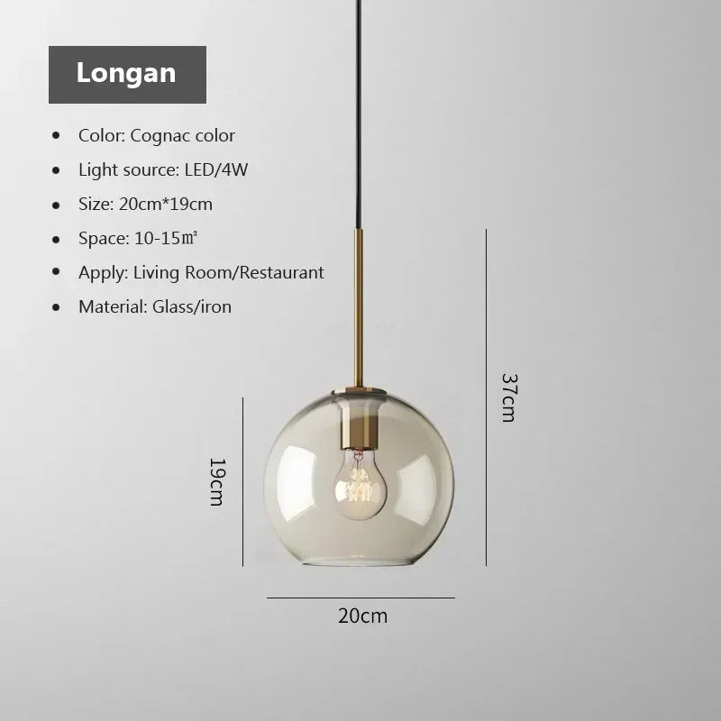 Suspension Verre Nordique LED — Luminaire Design Salle à Manger, Chambre & Café