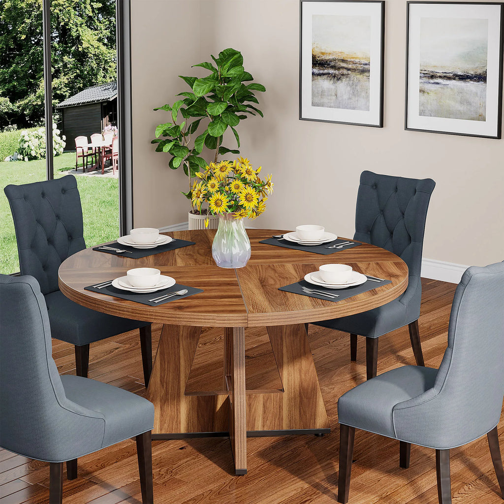 Table Ronde Style Ferme 120cm — Table Conviviale du Quotidien 4 Personnes