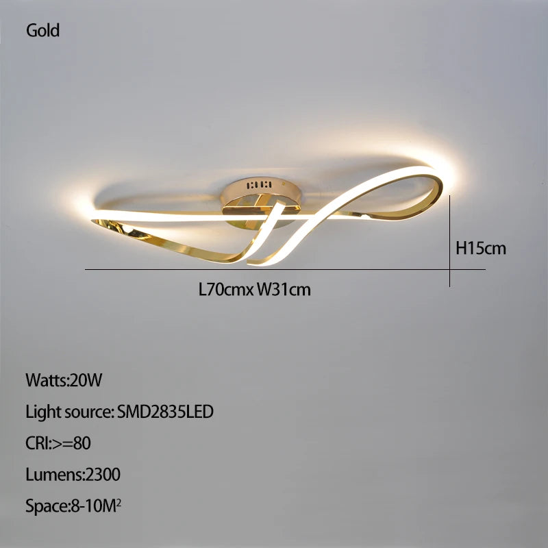 Plafonnier LED Dimmable Or & Chrome — Salon, Chambre & Cuisine