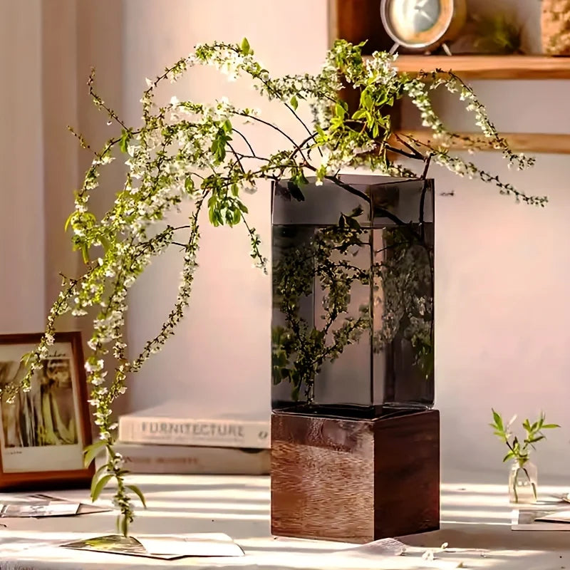 Vase Acrylique Nordique avec Socle — Déco Table Élégante & Idée Cadeau