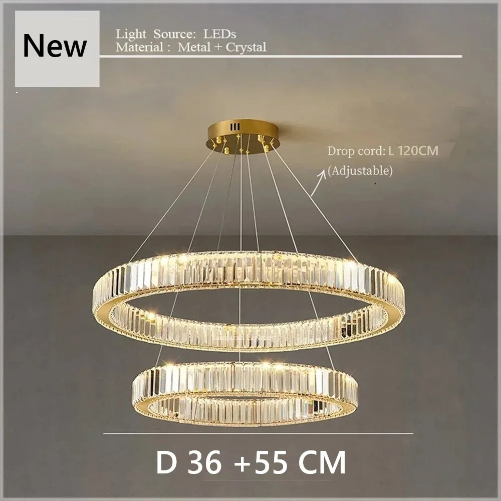 Plafonnier Cristal Nordique Luxe — Télécommande 3 Couleurs
