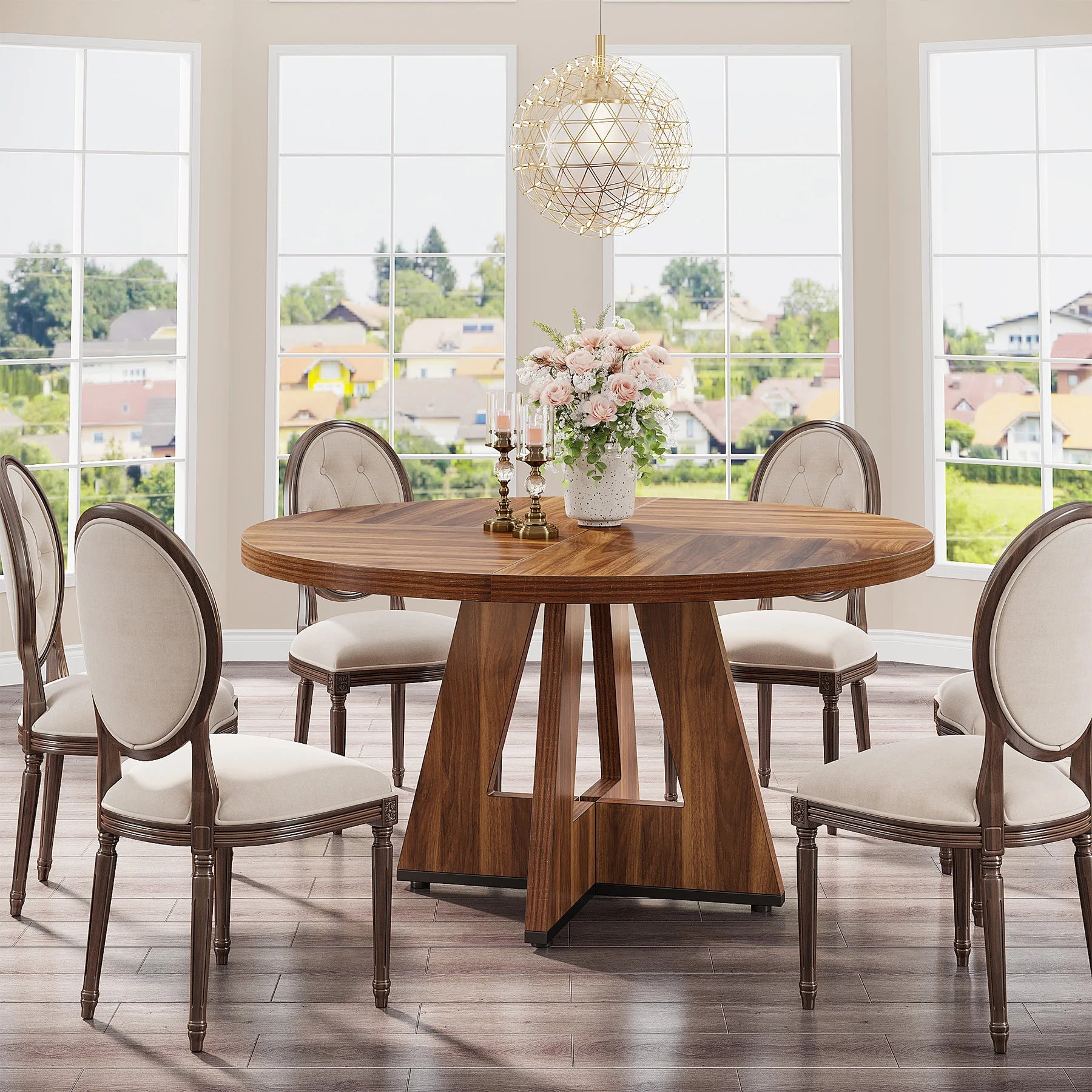 Table Ronde Style Ferme 120cm — Table Conviviale du Quotidien 4 Personnes