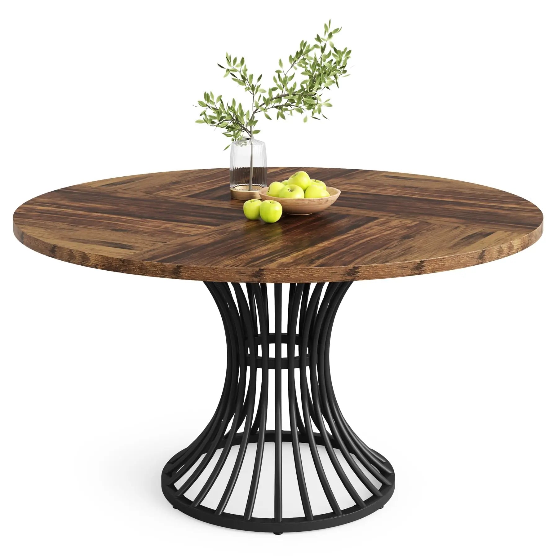 Table Ronde Style Ferme 120cm — Charme Rustique Salle à Manger 4-6 Personnes