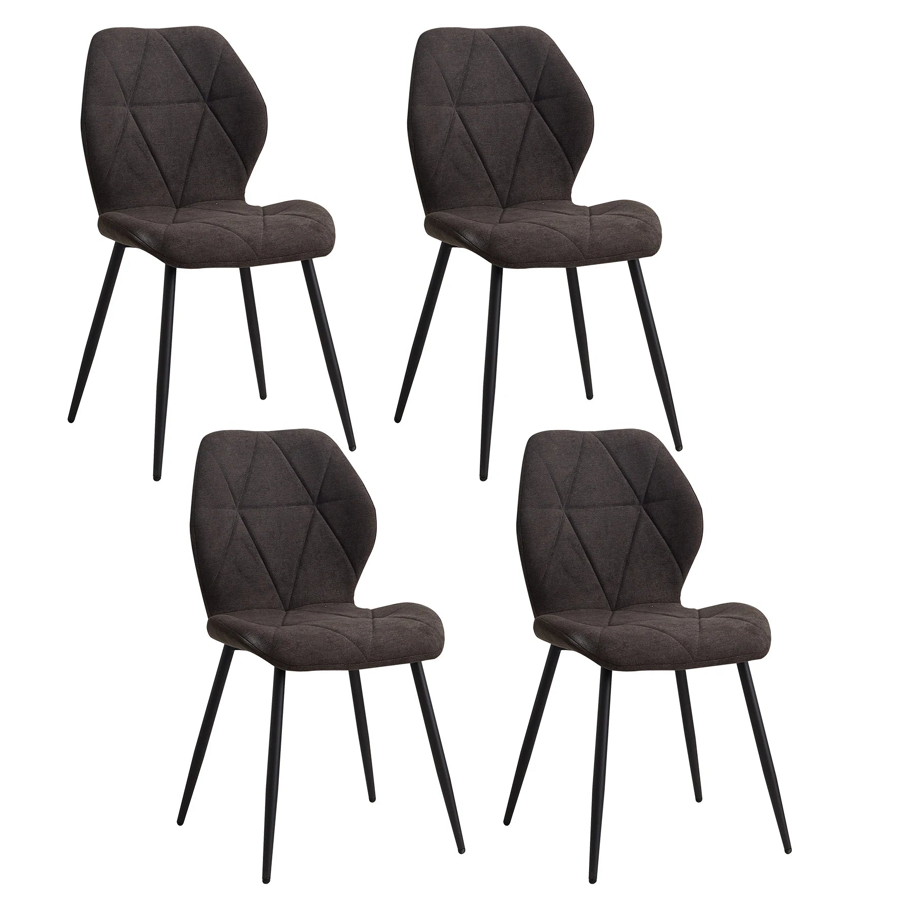 Chaises Salle à Manger Lin Rembourrées Pieds Métal — Set de 2, 4 ou 6