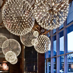 Lustre Boule Feu d'Artifice LED Inox — Hall & Salon