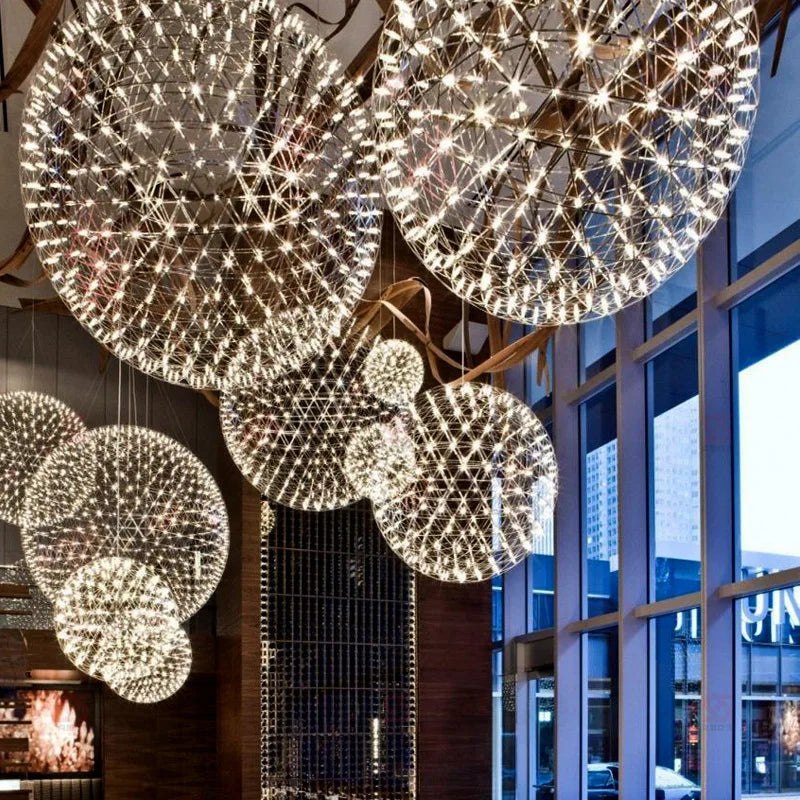 Lustre Boule Feu d'Artifice LED Inox — Hall & Salon