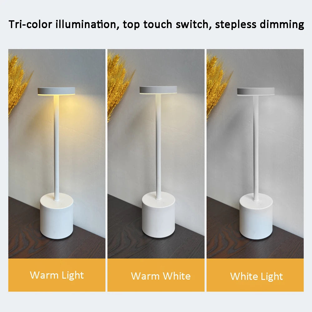 Lampe de Table LED Rechargeable Sans Fil — Style Rétro Métal