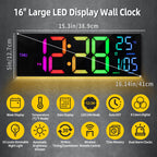 Horloge Murale Numérique LED 40cm — Affichage RGB 9 Couleurs Télécommande