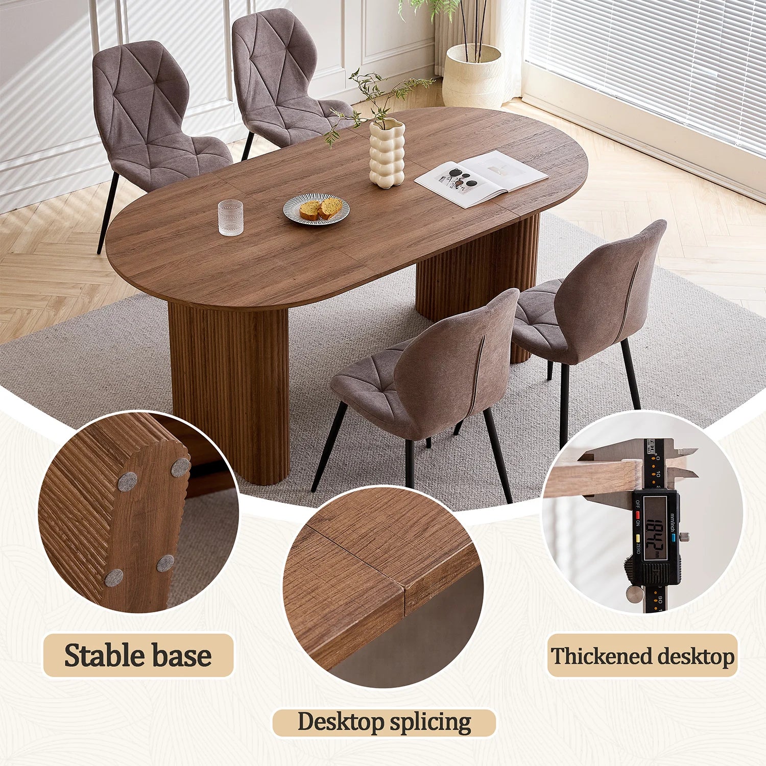 Table À Manger Ovale Bois 180cm — Table Massive Familiale Salon & Salle à Manger