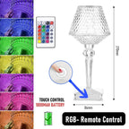 Lampe de Table LED Diamant Tactile USB — Veilleuse Cristal 3D Rechargeable