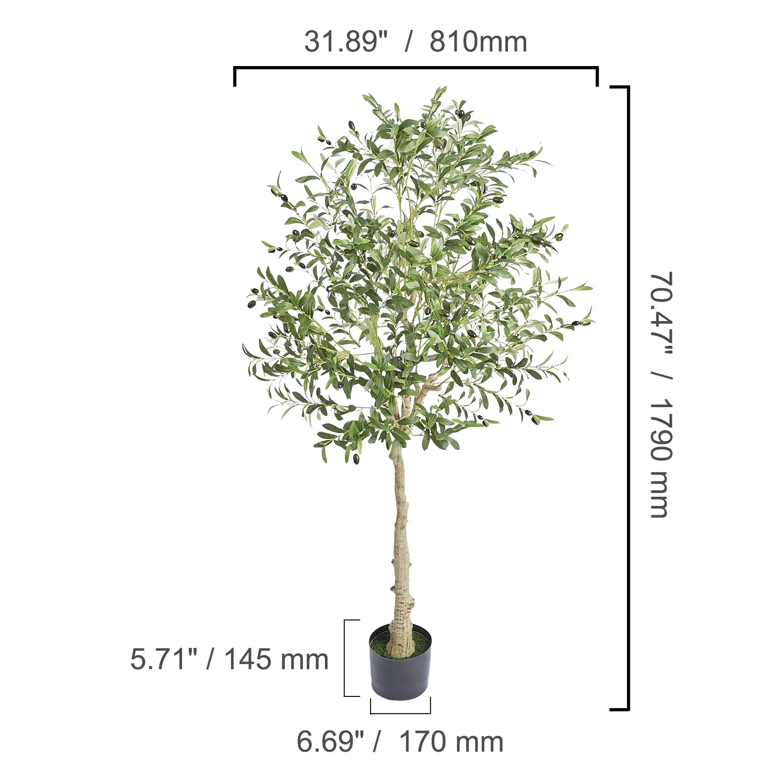 Olivier Artificiel 120-180cm — Plante Artificielle Réaliste Anti-Chute