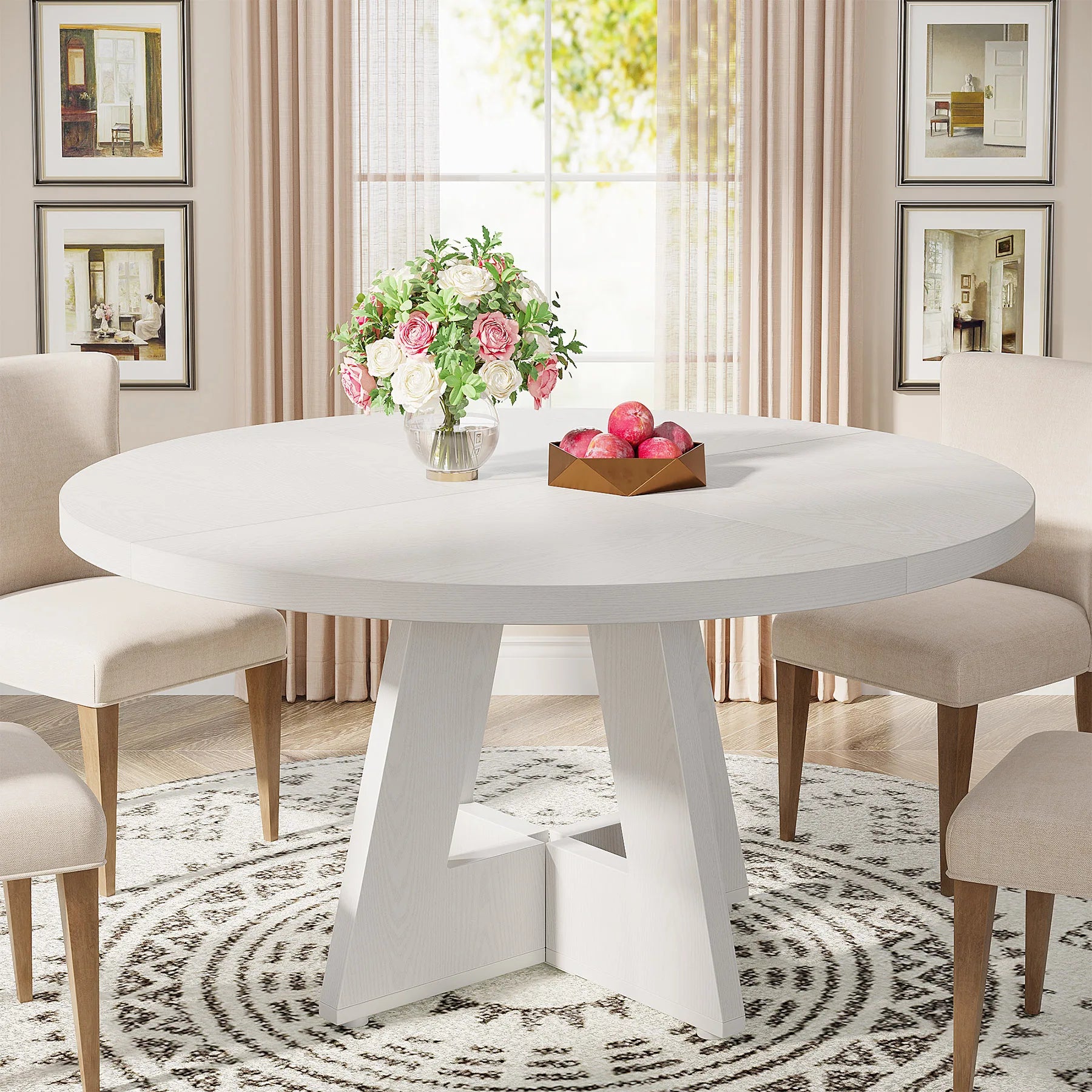 Table Ronde Style Ferme 120cm — Table Conviviale du Quotidien 4 Personnes