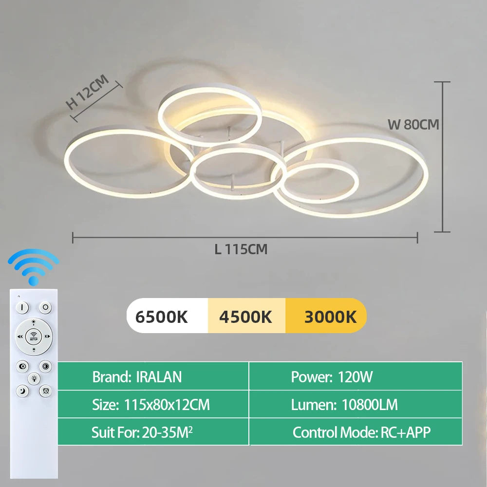 Plafonnier LED Anneau Acrylique Dimmable — Télécommande & Application Chambre Salon