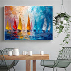 Tableau Voilier Mer Abstrait — Art Mural Marin Salon