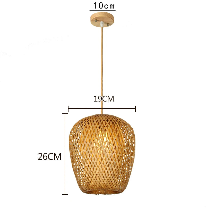 Suspension Bambou Tressée À La Main — Lustre Zen Style Japonais 18-30cm