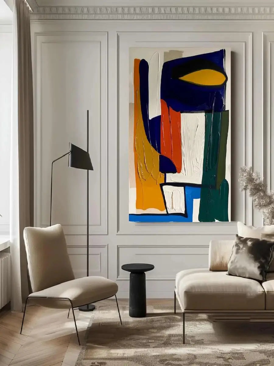 Tableau Abstrait Coloré Fait Main — Art Mural Original Salon