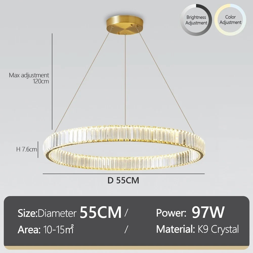 Plafonnier Cristal Nordique Luxe — Télécommande 3 Couleurs