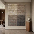 Tableau Abstrait Beige & Vert — Peinture Huile Texturée Originale