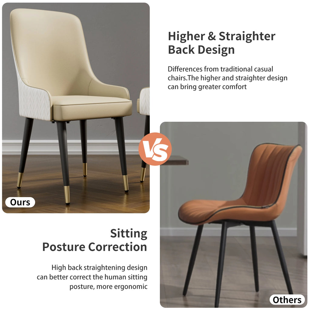Chaises Simili Cuir Dossier Capitonné Tête de Lion — Set de 2 Allure Majestueuse