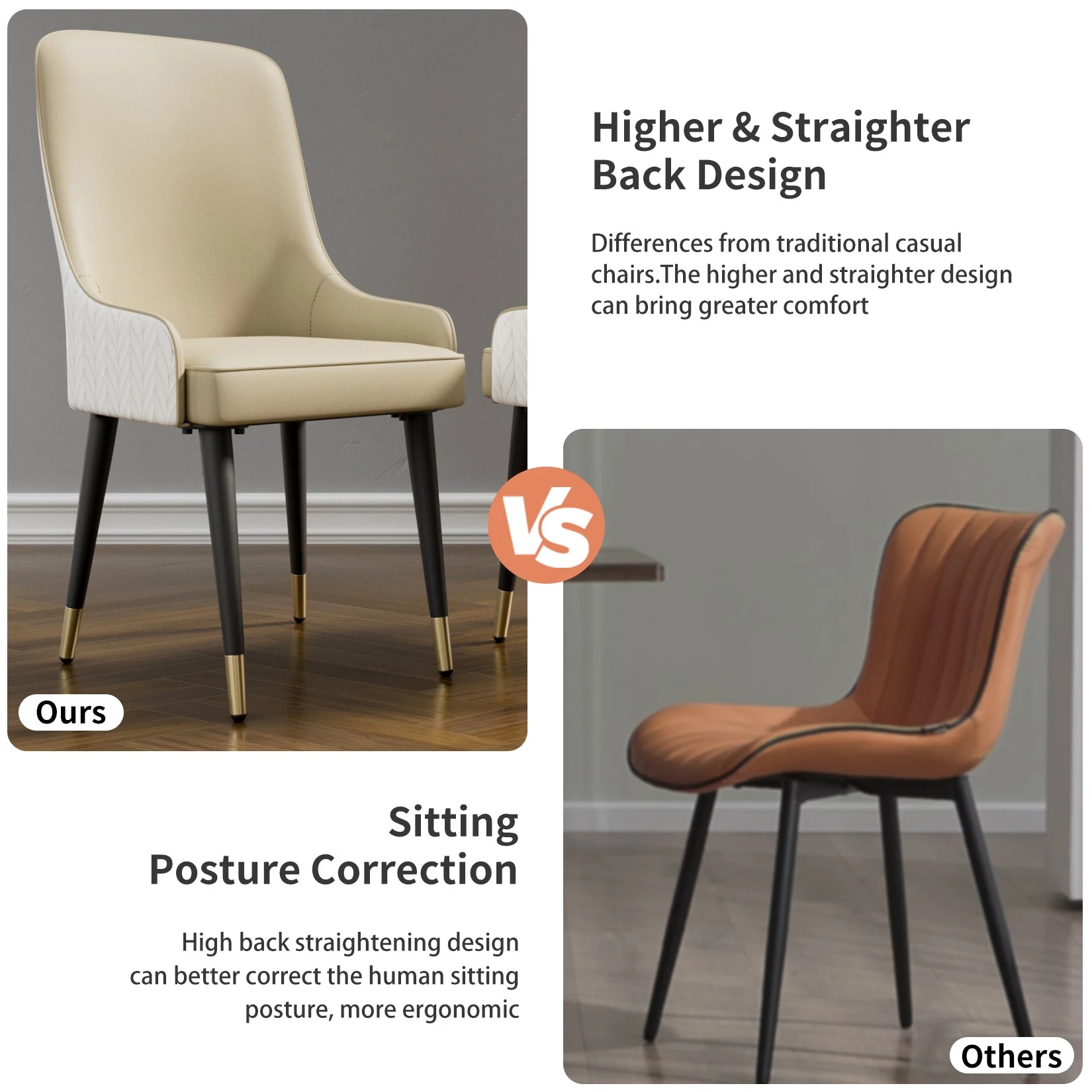 Chaises Simili Cuir Dossier Capitonné Tête de Lion — Set de 2 Allure Majestueuse