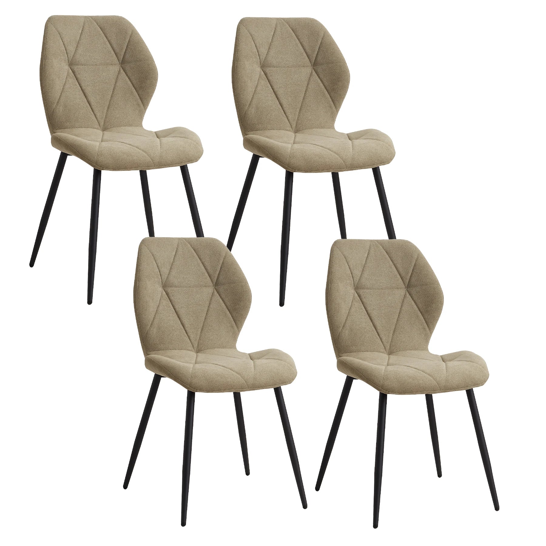 Chaises Salle à Manger Lin Rembourrées Pieds Métal — Set de 2, 4 ou 6